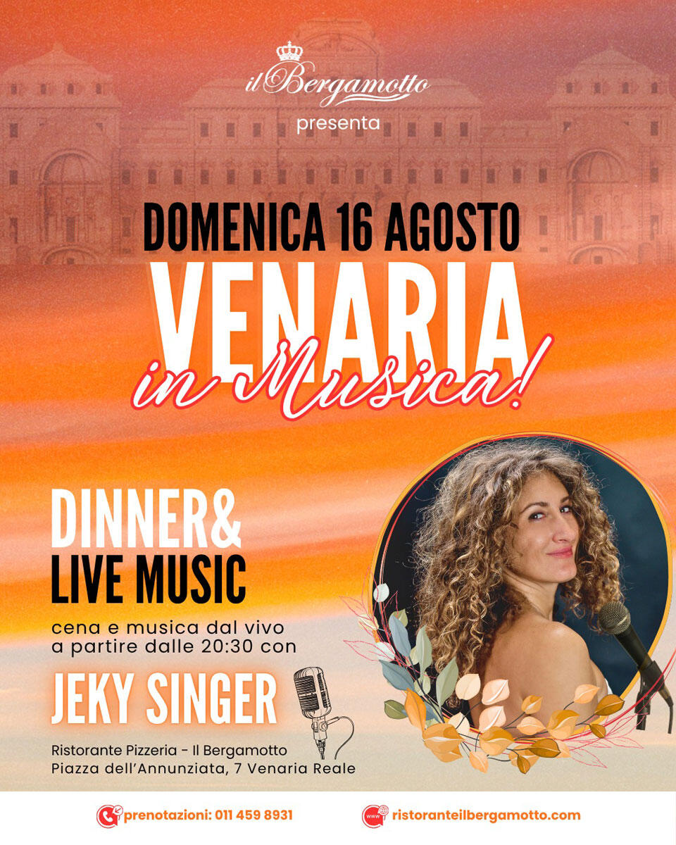 Locandina Venaria in Musica con Jessica Mazzoccoli live al Bergamotto di Venaria Reale