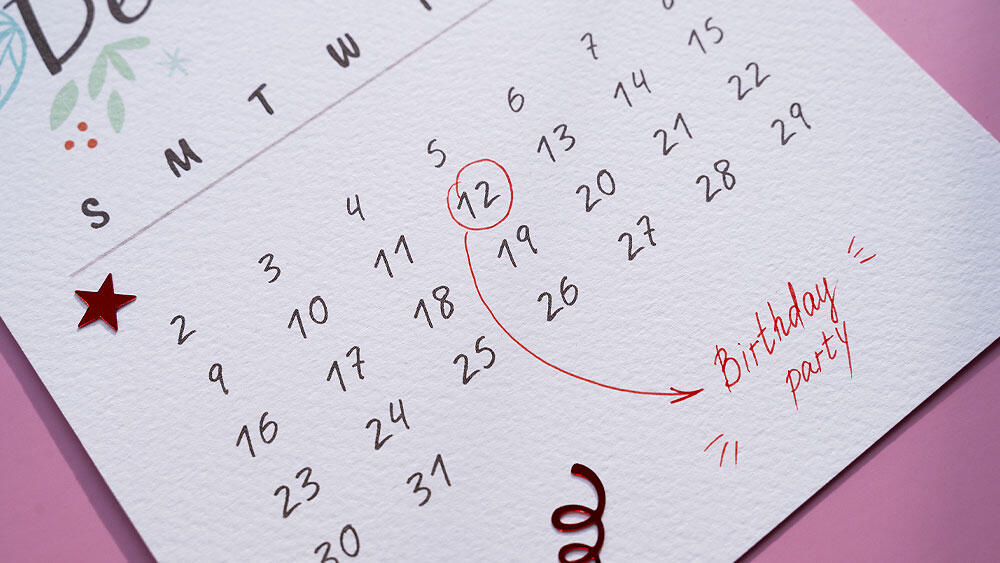 Calendario con data evidenziata per organizzare un evento privato